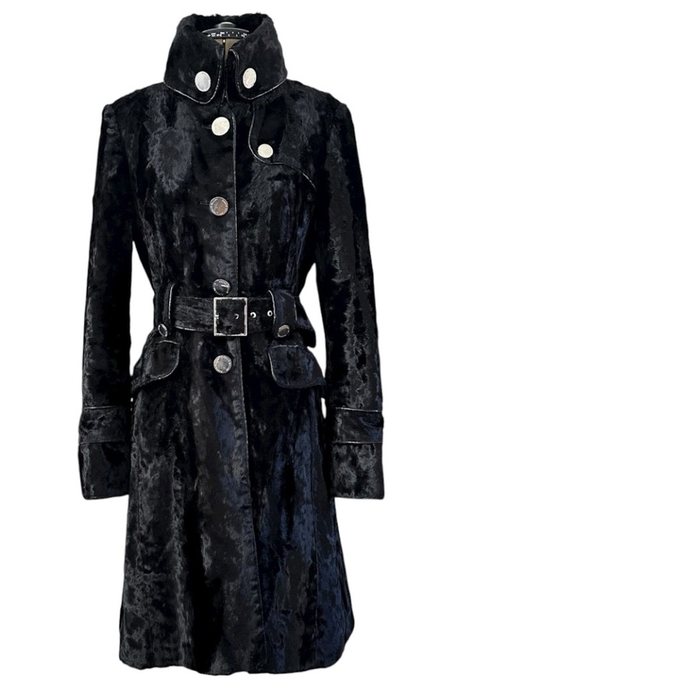 KAREN MILLEN Rare Signature Ponyskin Tailored Buckle Trench Coat - Picture 14 of 16